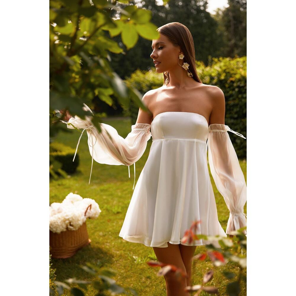 Alamour The Label Celine Mini Dress Off Shoulder White XL Ethereal Fairycore - Picture 3 of 13